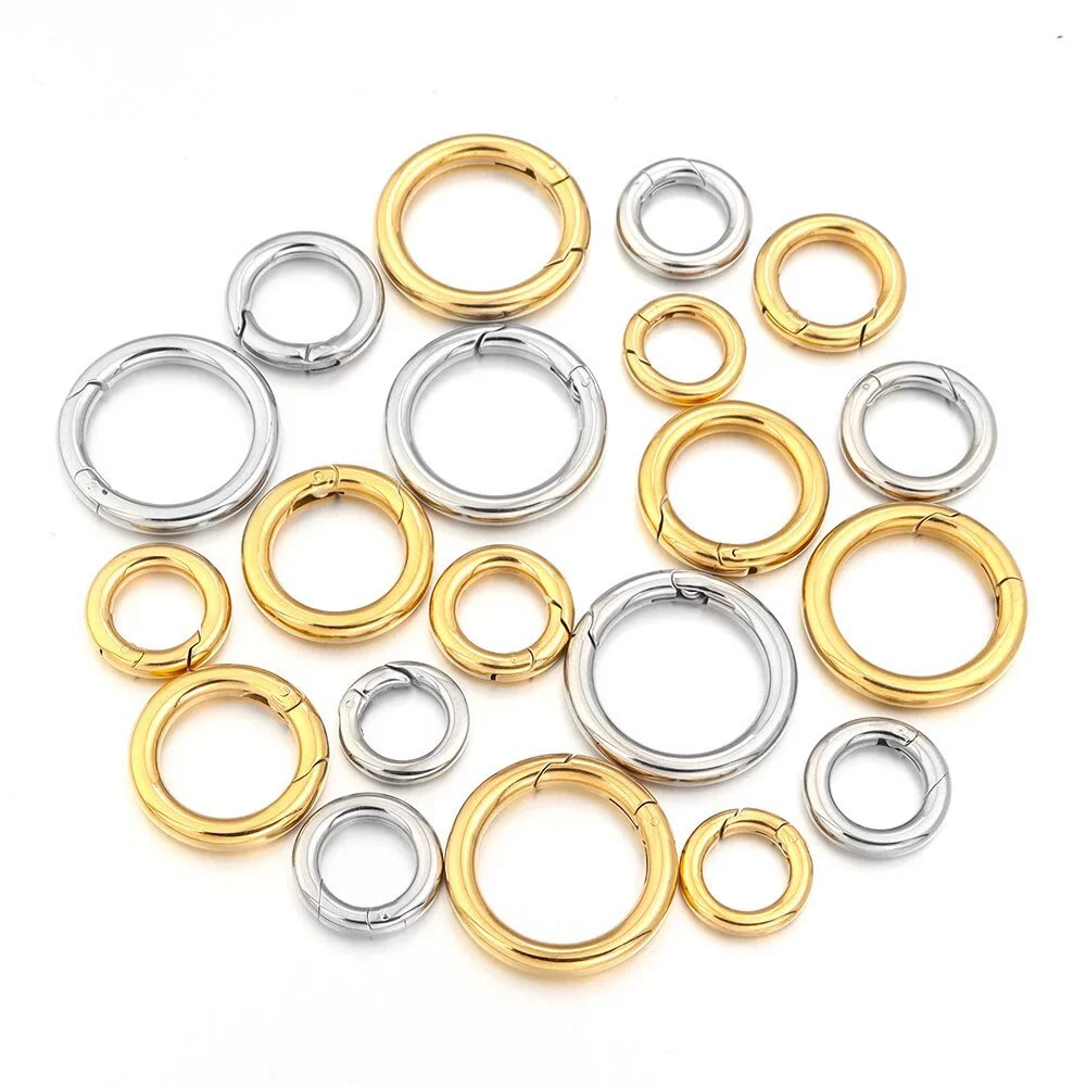 Полированная 316 нержавеющая сталь круглые пружинные пряжки ювелирные аксессуары DIY ожерелье браслет сумка стильное соединение пуговицы