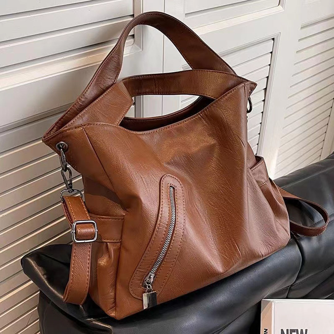 2026 Autumn/Winter New Women's Tote Bag, Fashionable Foreign Trade Handbag, Shoulder and Crossbody Bag, Large Capacity Bucket Bag, PU