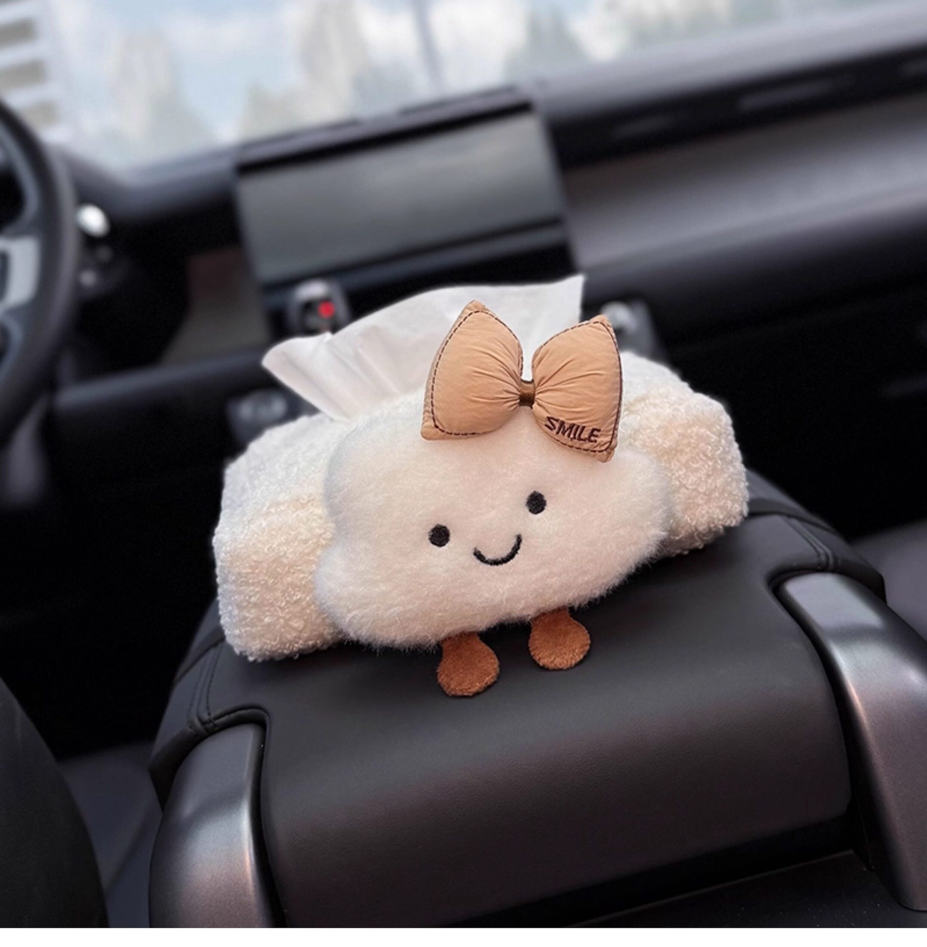 2025 New Car Tissue Box, Car Armrest Box Tissue Holder, Seat-Mounted Car Tissue Bag, Cute Cloud Design for Women