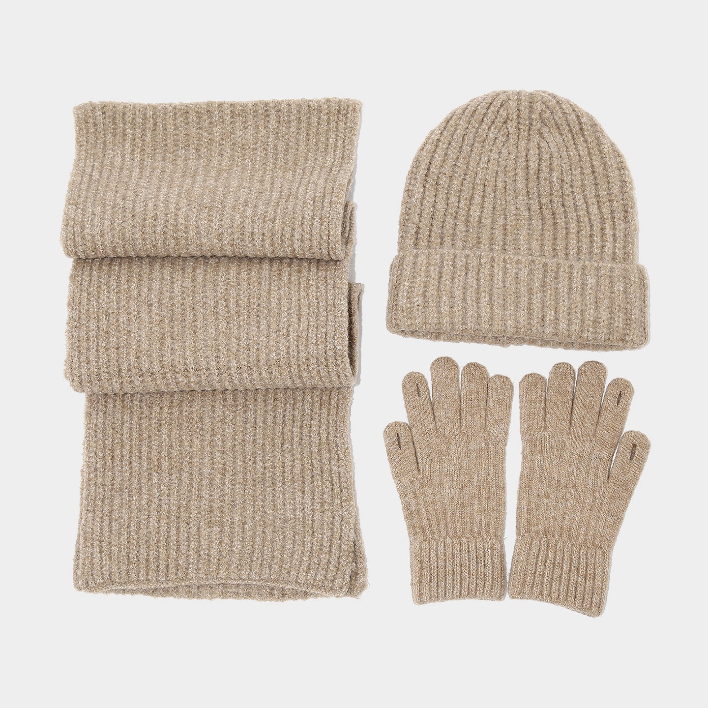Arte japonés pequeño guante de pantalla táctil fresco sombrero bufandas set de tres piezas coreano simple moda cálida set