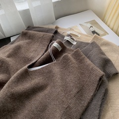 韓国風デザインの無地春秋ゆったりニットベスト レディース カレッジ風重ね着ベスト