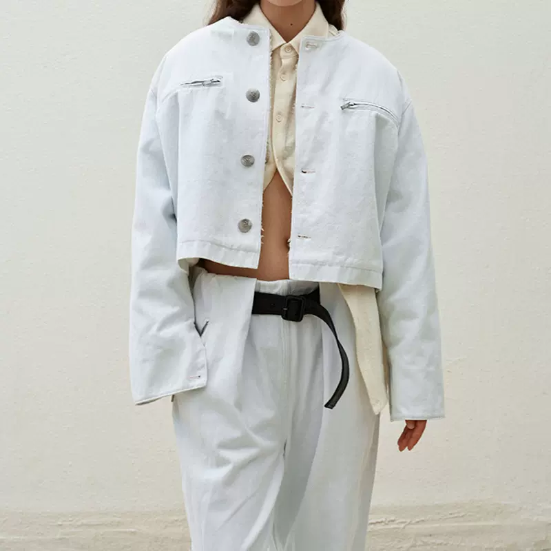 沙卡做旧毛毛外套2025秋季新款时髦百搭双口袋无领短外套女