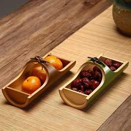 茶点盘竹制中式竹子果盘订婚复古网红点心零食结婚咖啡厅客厅家用