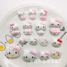 卡通小猫 树脂配件中号可爱领结KT猫儿童diy手机壳收纳盒发饰材料