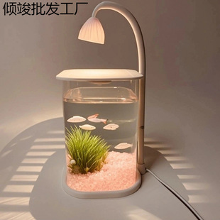 Shuoyang Xingdou Fish Tank Lamp Office Desktop College Dormitory Fish Farming Home Landscaping Square Round Glass Tank