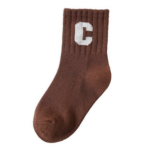 Cute C-letter striped baby socks for boys and girls aged 1-12, winter and summer, crew length, made of cotton for children.