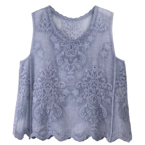 Vintage pure cotton embroidered loose vest for women—summer outerwear, retro colorful sleeveless top, Mori girl-style waistcoat.