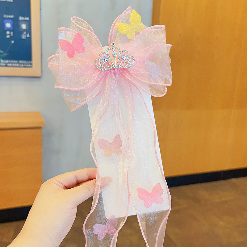 子供用ヘアピンかわいい女の子レインボー蝶結び編み髪飾りポニーテールリボン女の子ヘアアクセサリー|undefined