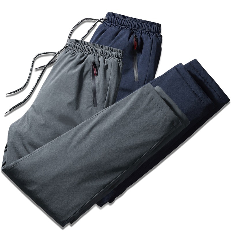 Down cotton pants men's autumn and winter wear thickened 2023 new fashion brand warm cotton pants casual sandwich pants