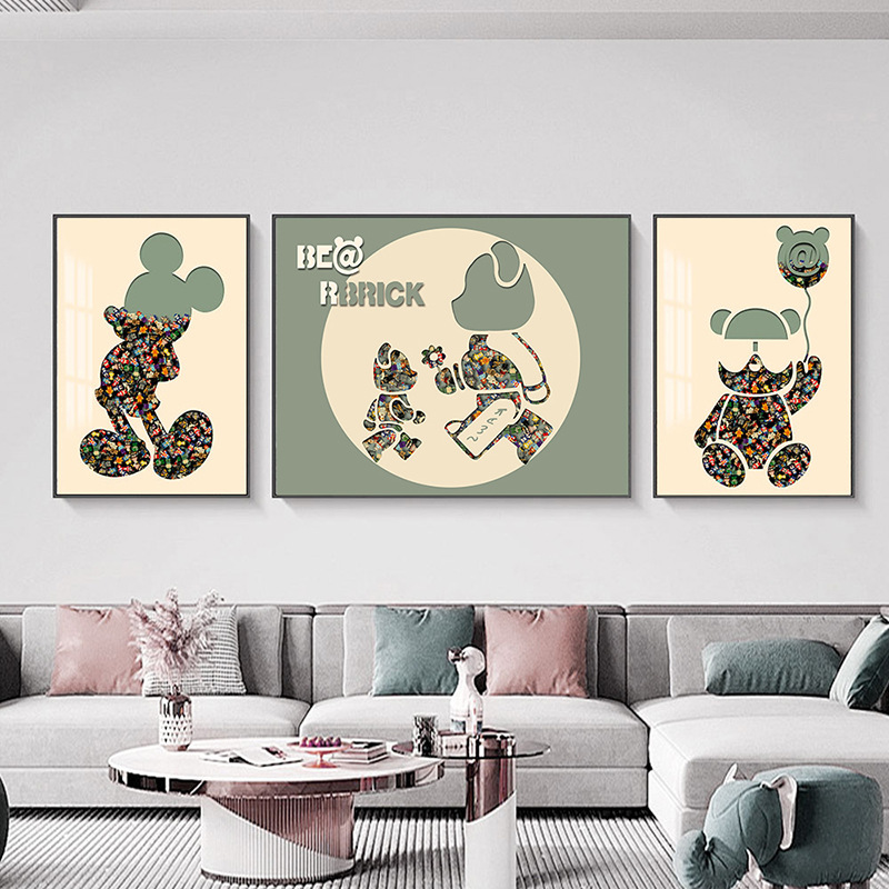 Bloques de construcción de Lego, pintura decorativa para personas, sala de estar, sofá, pared de fondo, pintura triple, pintura tridimensional, mural de entrada física tridimensional