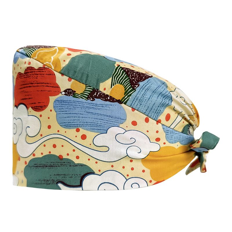 Gorro de Enfermera Coreano Fresco y Lindo, 100% Algodón, Gorro de Médico, Dentista, Estética y Salón de Belleza con Estampado Lindo.