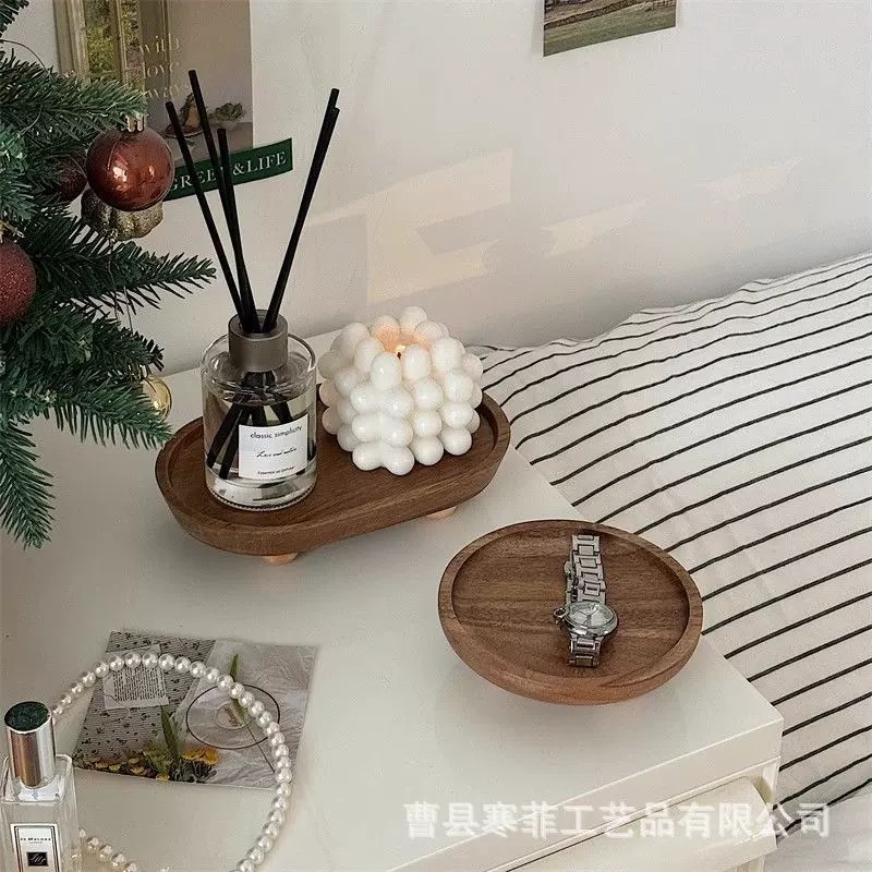 木托盘树木入户玄关收纳盘香薰收纳盘出口跨境爆品可拆卸支撑ins