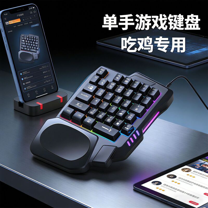 Cross-Border Factory Single-Handed Gaming Keyboard and Mouse Set, Mechanical Feel Left-Handed Keyboard, Computer Accessories