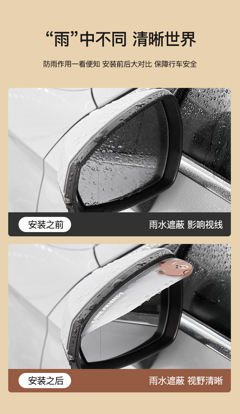 Cartoon Car Rearview Mirror Rain Shield, Car Window Rain Guard, Rainproof Interior Mirror, Reversing Mirror, Car Window Rain and Sun Shield