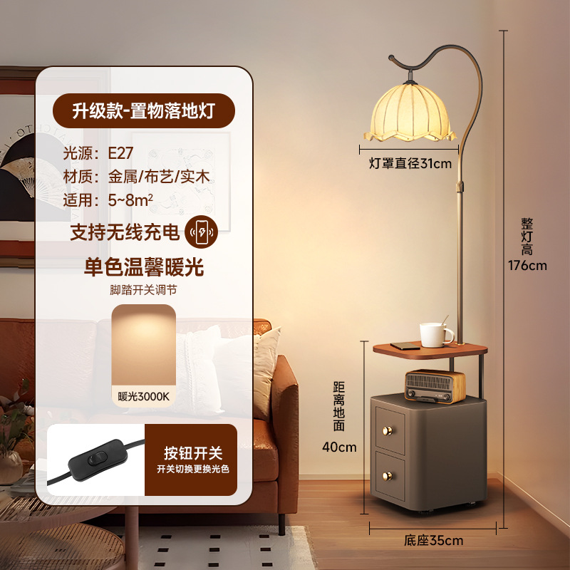 월넛 데스크탑 - 블랙 캐비닛 - 무선 충전 - 단색 따뜻한 빛, 풀 스펙트럼 눈 보호 소스