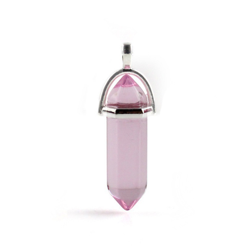 Transfronterizo Amazon colgante hexagonal de cristal sintético bala punta pendulante collar de cristal joyería colgante gemas