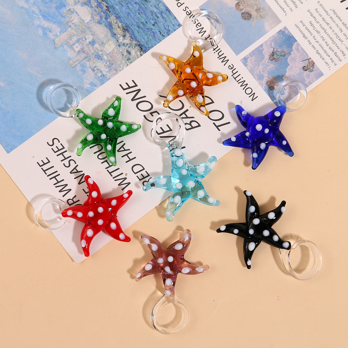 12g Weight Pendant Jewelry Making Type 35*30mm Jewelry Making Size DIY Jewelry Accessories Classification 1 Piece Quantity Glass Material Starfish Pattern IG Style Style 1 Piece 35*30mm Glass Starfish DIY Jewelry Accessories Pendant 3