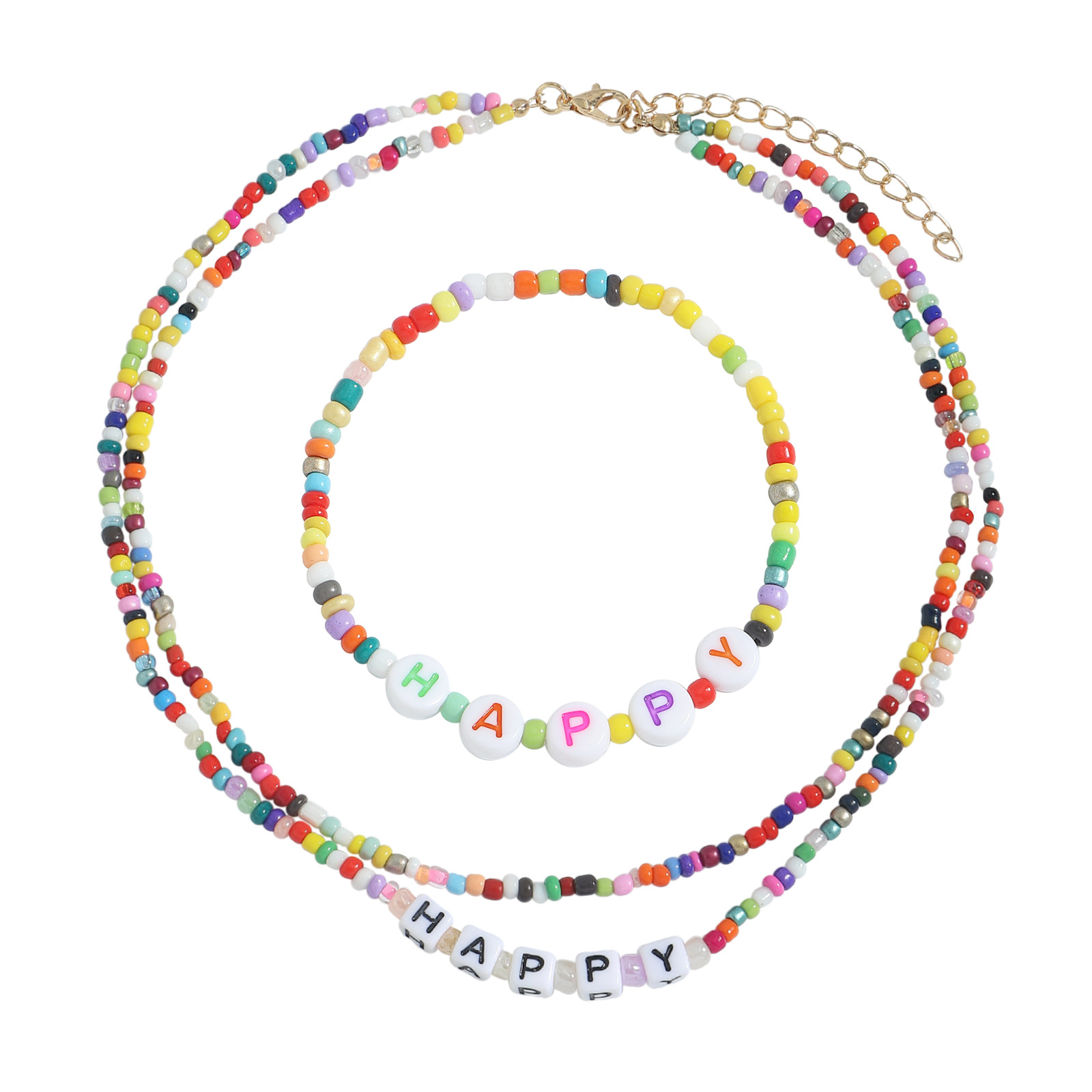 Wholesale Jewelry Letters Colorful Bead Necklace Bracelet Set Nihaojewelry display picture 3