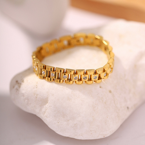 European and American INS internet celebrity same metal style titanium steel bracelet stainless steel PVD plated 18K gold watch strap bracelet bracelet