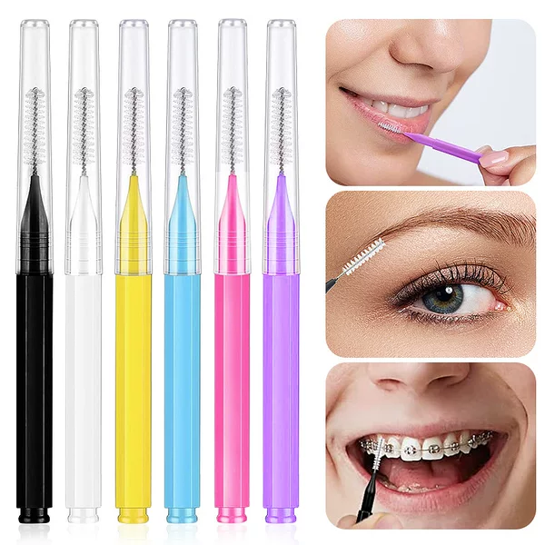 Disposable small eyebrow brush, interdental brush, orthodontic interdental cleaning brush, 10-piece set, dental floss stick, beauty brush wholesale