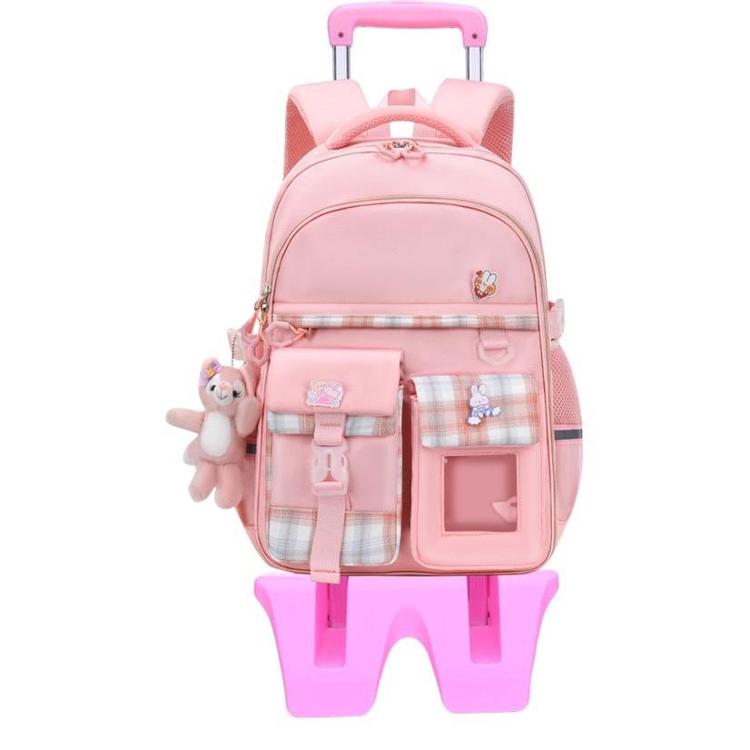 New children's pull-rod schoolbag 2345 6 grade junior high school large capacity burden reduction girl Primary School student pull-rod case