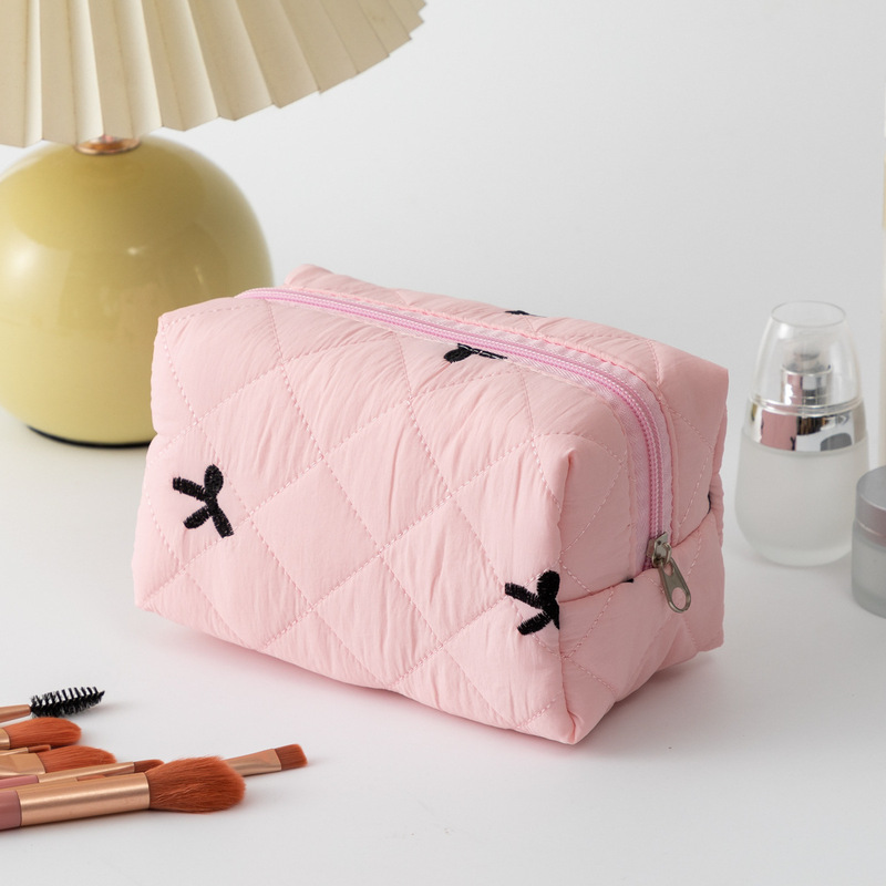 綿生地の弓キルティング口紅収納袋女性化粧品収納袋イヤホンデータケーブル化粧小銭入れ|undefined