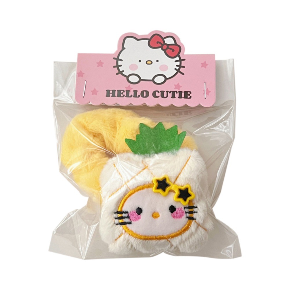 Creativa fruta gatito muñeca intestino anillo de cabello chica muñeca diversión joyería de cabello detrás de la cabeza de la cola de caballo joyería de cabello