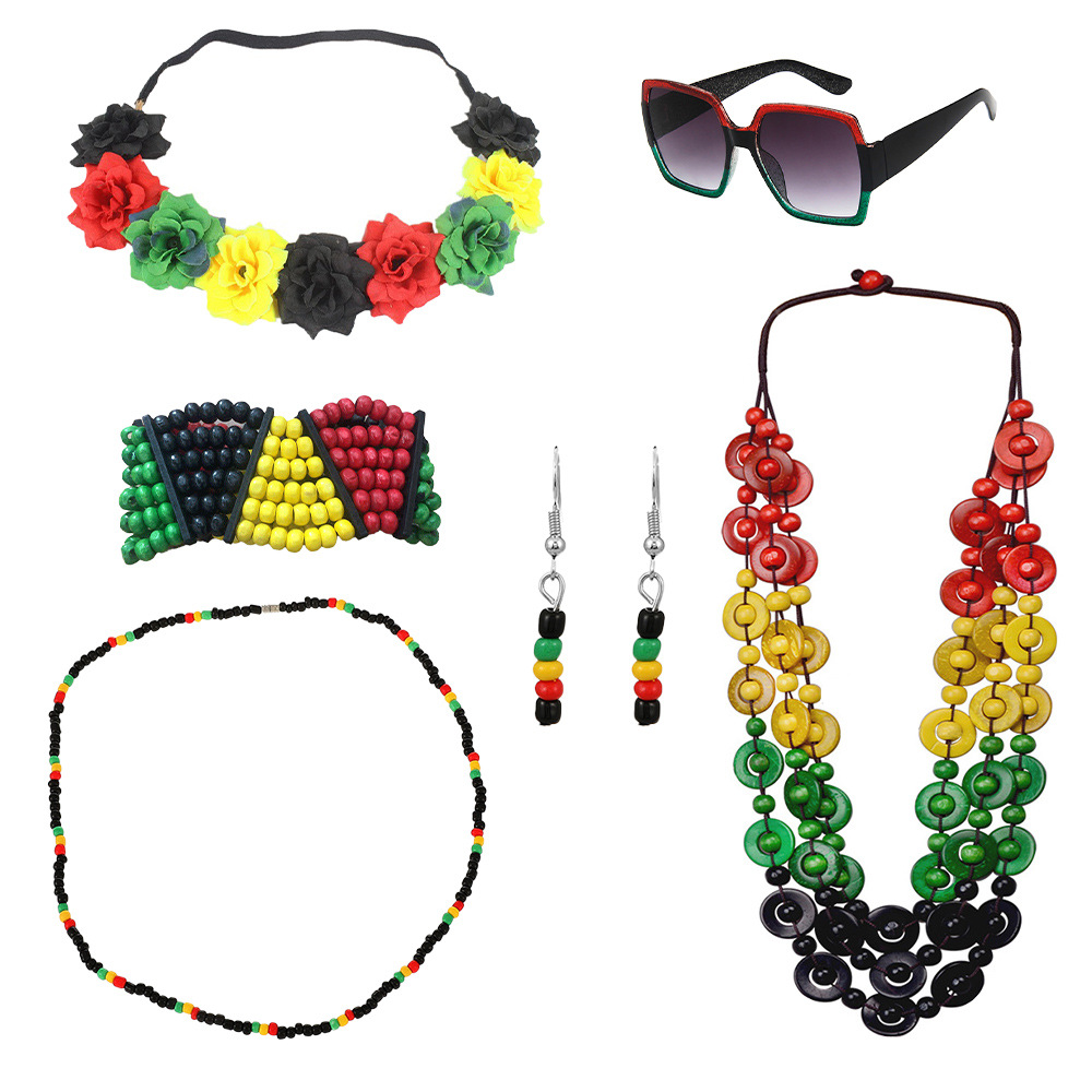 Nuevo vestido de fiesta de junio, sombrero de pescador personalizado, pulsera retro, collar, vestido de fiesta de junio, gafas