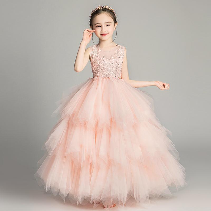 Puffy Gauze Princess Dress Girl Flower Girl Catwalk Wedding Dress Kidsren's Birthday Evening Dress Small Host Piano Performance Dress
