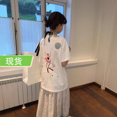 ル・ルージュ周美梅楽しいゴースト馬女の子バレエガールクラフトスパンコール刺繍半袖Tシャツ