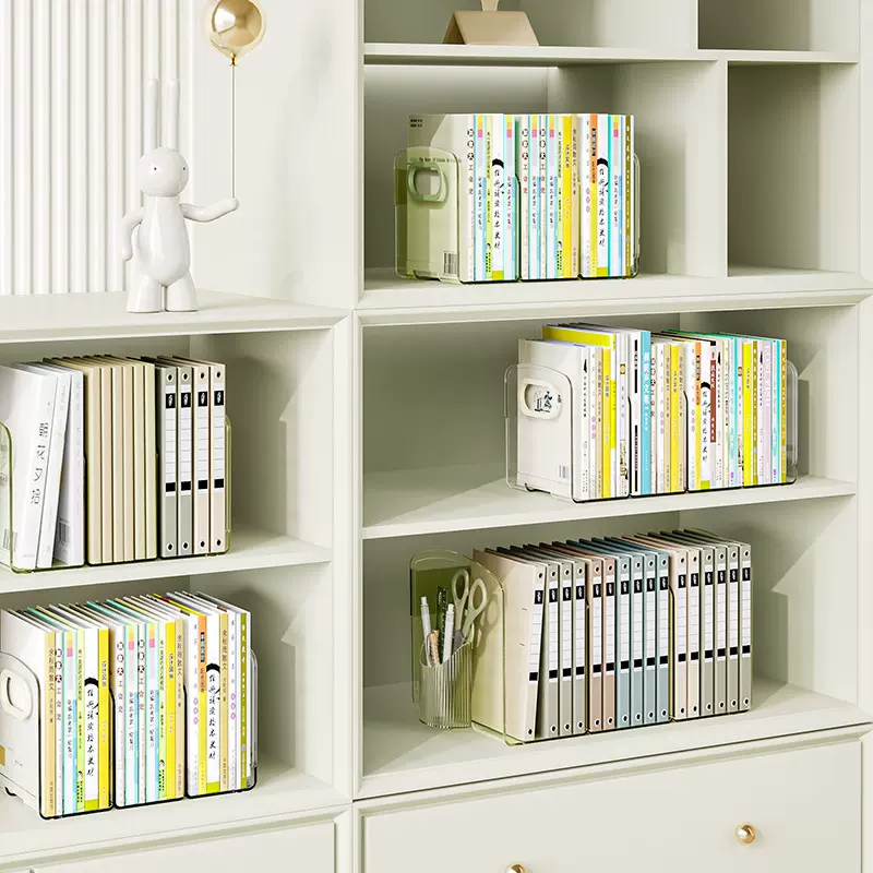 学生桌面书立书架透明亚克力多规格分格耐用带笔筒整理收纳书架