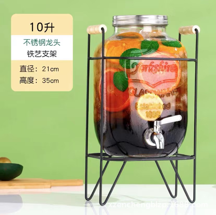 Jarra de vidrio para el hogar de gran capacidad al por mayor, moderna jarra para agua fría, recipiente para bebidas, jarra para jugo con grifo