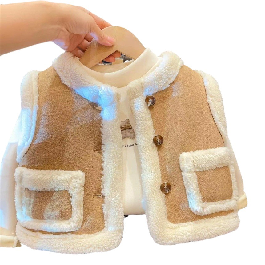 Chaleco redondo con estrella para niñas, chaleco sin mangas a la moda, chaqueta dulce estilo Chanel para bebé, otoño/invierno 2024.