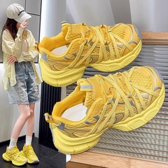 2025春夏爆款ins超火绑带透气网面运动鞋户外登山慢跑休闲鞋女鞋