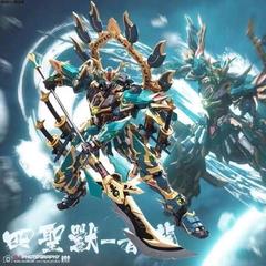 摩动核敖丙拼装盲盒高达拼装关羽机甲吕布三国摩动青龙拼装手办