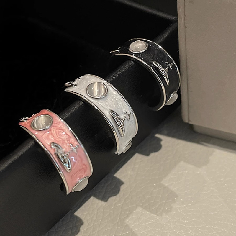 滴釉土星寬面戒指女小眾設計貓眼石指環情侶對戒冷淡高級感食指戒