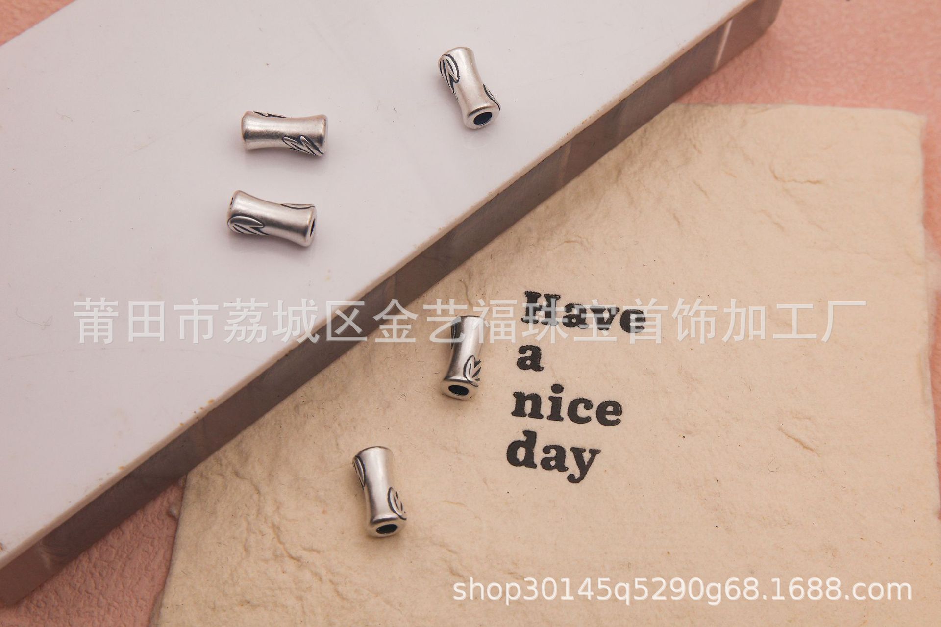 Pure Silver S999 Bamboo Joint Loose Beads with Through-Hole Design, Chinese Style Bamboo Leaf Spacer Beads, DIY Necklace Bracelet Jewelry Accessories, Beading Materials