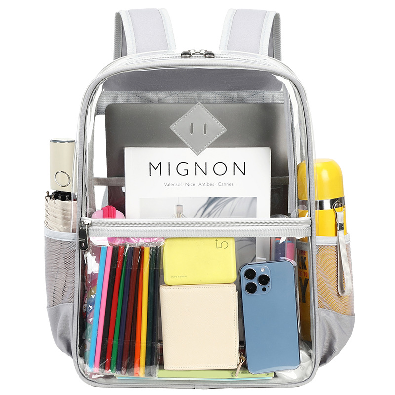 Directo de fábrica Amazon transfronterizo transparente mochila impermeable de gran capacidad estudiante mochila de grado superior en stock al por mayor