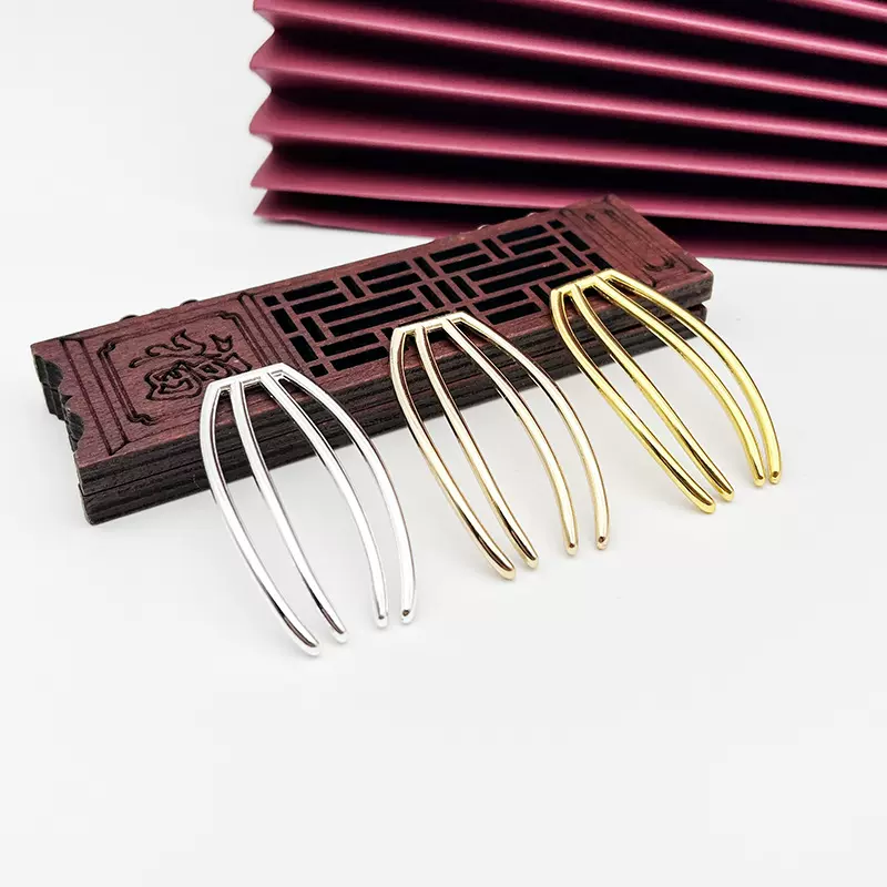 合金四齿发梳 DIY古风汉服头饰发钗主体发钗电泳电镀七贤饰品配件