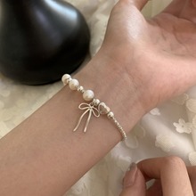 韩版简约流苏蝴蝶结珍珠碎银手链女轻奢小众精致百搭高级感手饰品