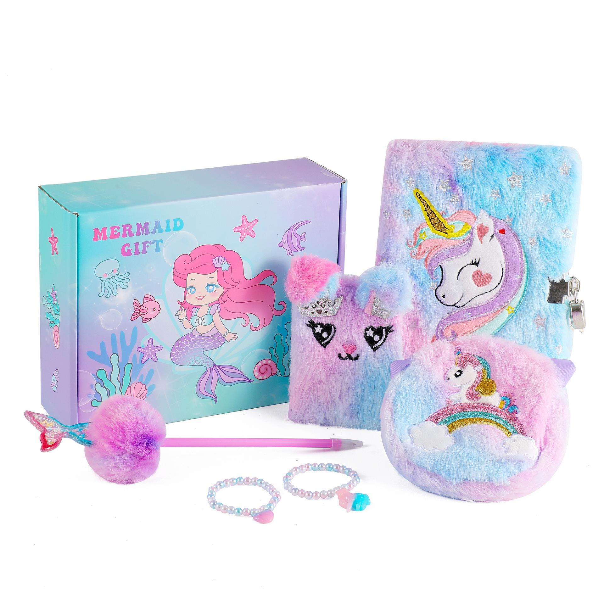 AMAZON OCEAN SERIES MERMAID 어린이용 선물 상자 학생용 학교용품 선물 노트북 세트 생일 선물 상자