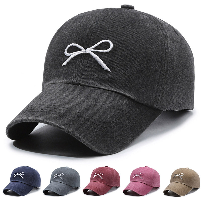 Cappellino da baseball in denim con fiocco protezione solare_voghion.com