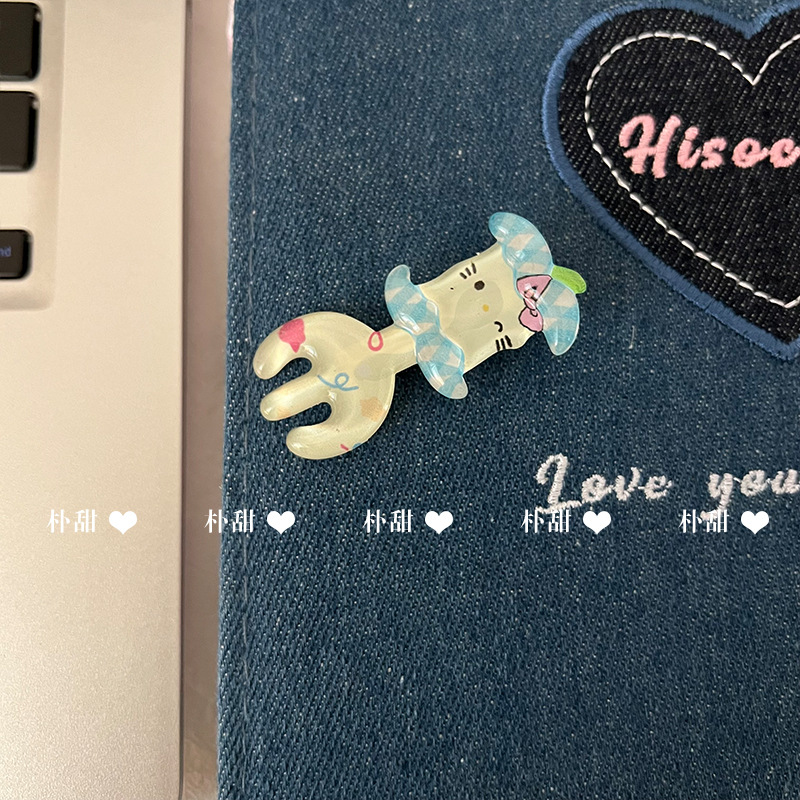 파란색 포크 머리핀