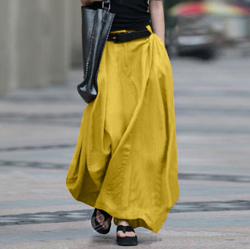 2024 Cross-Border European and American Half-Length Skirt with Large Swing Skirt A-Line Skirt High Waist Slimming Look Plus Size Women's Dancing Long Skirt 2024 Cross-Border European and American Half-Length Skirt with Large Swing Skirt A-Line Skirt High Waist Slimming Look Plus Size Women's Dancing Long Skirt