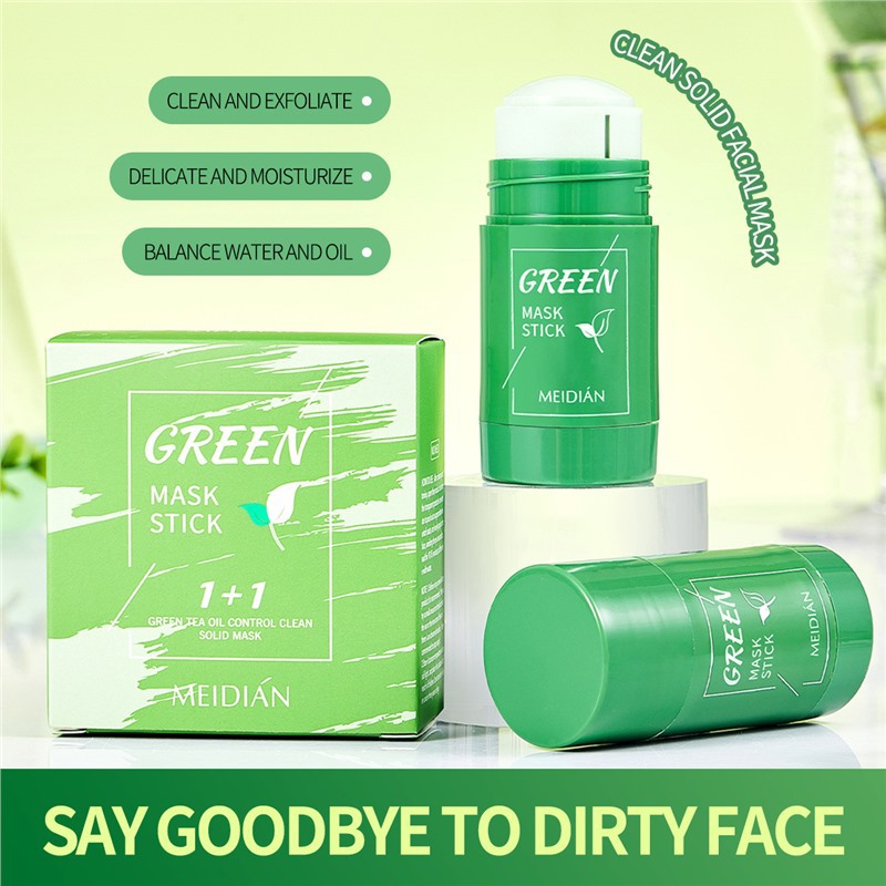 In-Stock Meidian Cross-Border Green Tea Solid Facial Mask Deep Cleansing Mud Mask Stick-Type Solid Mud Mask