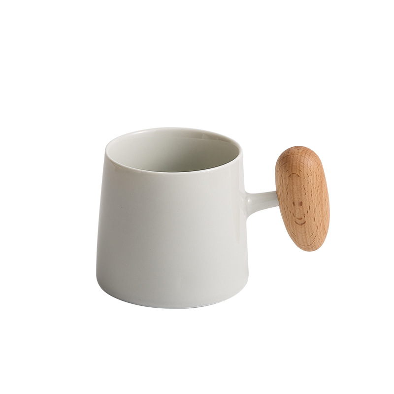 Estilo ins simple oficina de Morandi hermosa taza de café mango de madera taza de cerámica taza de pareja regalo