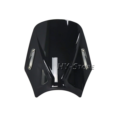 Suitable for Bmw, Triumph, Honda, Yamaha, Kawasaki, Suzuki, Ducati, Universal Round Light Street Bike Windscreen, New Windscreen (Motorcycle front windshield) - black