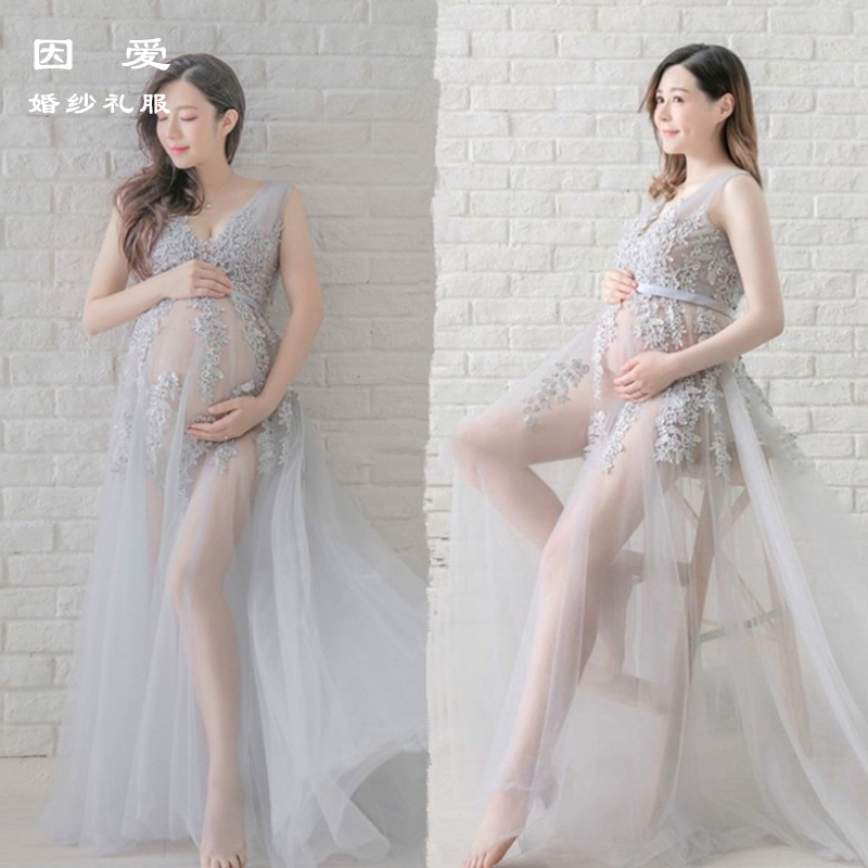 2023新款孕妇拍照服装仙气妈咪服饰影楼婚纱摄影孕妈妈连衣裙