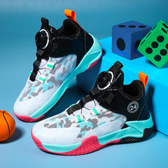 Factory direct supply of children's shoes wholesale children's basketball shoes boys' rotating button sneakers boys' sneakers cross-border