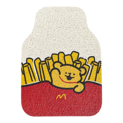 Mats, Cute Cartoons — Universal Foot Pad - french-fries-yellow-dog-silk-circle-foot-pad-front1